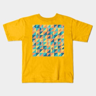 Geometric pattern with cactus Kids T-Shirt